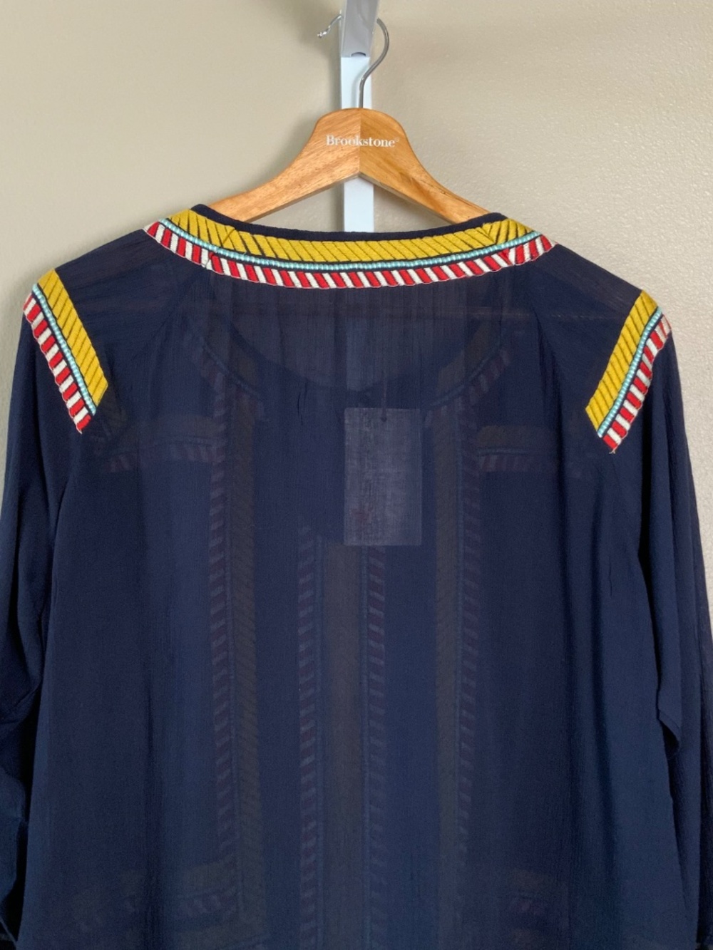 THML Embroidered Tassel Tie 3/4 Sleeve Top - Picture 11 of 16